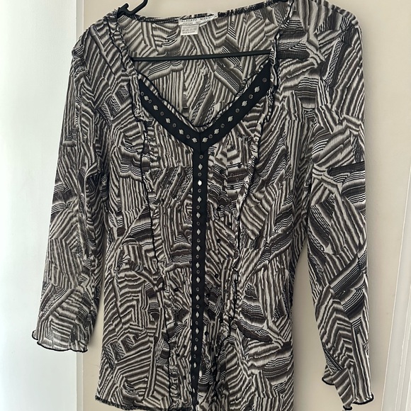 Alberto Makali Tops - Alberto Makali Black and White Patterned Top